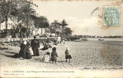 Cannes CPA the beach and the boulevard of the small cross