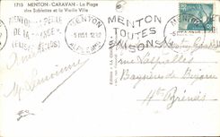 Menton - Caravan - the Beach Sablettes and the Old City - CPA