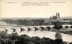 Tours - La Vue Generale - La Loire - Le Pont de Pierre - L'Eglise Gatien - CPA 