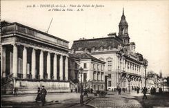 Tours - Place de Palais de Justice et Hotel de Ville - CPA 