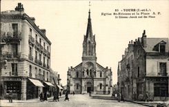 Tours CPA Eglise St Etienne et la place 