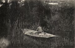 CPA PEcheur en bateau