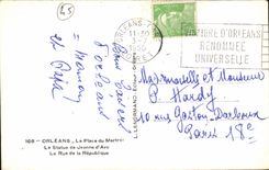 Orleans CPA Statue of Jeanne of arc the street of the Republic