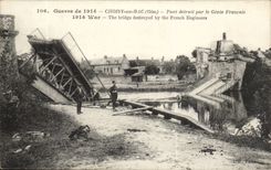 Choisy mit der Brucke des Bottichs CPA zerstort durch das franzosische Genie