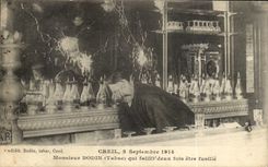 Creil 2 septembre 1914 Monsieur Bodin (tabac) qui faillit deux fois etre fusille TOP