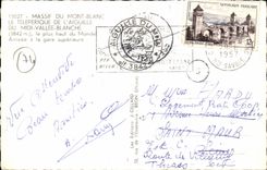 MODERN CARD Mountain of the Mount Blanc the tleferique one of the needle of the South