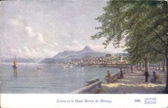 Evian and the quay Boron de Blonay CPA