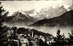 Plate of ESA CPA the village and the chain of Mont Blanc