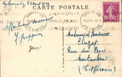 CPA SAvoie Chamonix Mont Blanc Chaine du Mont Blanc evue de l'hotel Pension Beau Sejour au Lavanchere