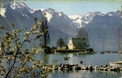 CPA Savoy Clarens Montreux the island of Salagnon and the Alps of Savoy