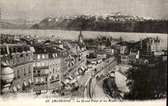 Switzerland - Schweiz - Lausanne - the Large Bridge and the Alps - CPA