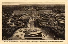 Versailles - Panorama of the Palate and Gardens CPA
