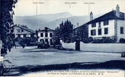 Ascain - the Place of the Church the Presbytery and the Rhone Pierre Loti was inspired Ramuncho CPA