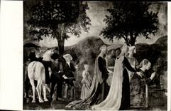 CPA Arezzo Chiesa di S Francesco La Regina Saba in adorazione del Legno della Croce 