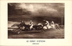 CPA Peinture Le Derby d'Epsom Gericault (course chevaux cheval)