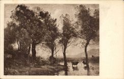 CPA Peinture Corot L'etang
