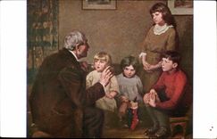 Arts - Tableau - Cyprien Boulot - Grandfather's Stories - Enfants - Grand pere - Salon de Paris - CPA 