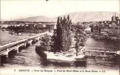 Switzerland Geneva CPA Bridge of Bergues Bridge of Mont Blanc and the Mount Blanc