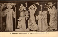 Italy Italia CPA Montecassino F abbattere gli idoli che sorgevano in Monteccasino (art Beur)