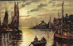 CPA Paysage avec bateaux (boat ship)