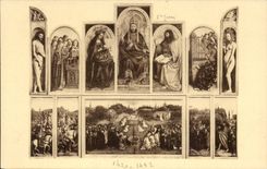 CPA Gand Eglise St Bavon Tableau Le triomphe de l'agneau par Hubert et Jean Van Eyck