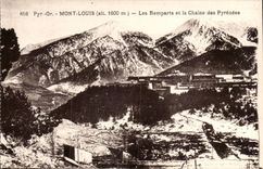 Mount Louis CPA walls and the chain of the Pyrenees