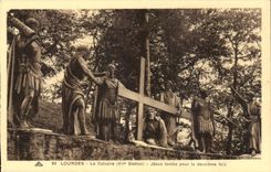 Lourdes - the Martyrdom - VII Station - Jesus falls for the second time - CPA