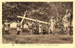 Lourdes - the Martyrdom - II Station - Jesus charges with his cross - CPA