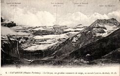 Gavarnie - the Circus its steps covered with snow - Its Cascade - CPA