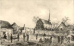 Platze und Kirchhof des Loigny Kampfes CPA das Soins am 3 Dezember 1870 der Wunde und des Abbaus von Todesfallen