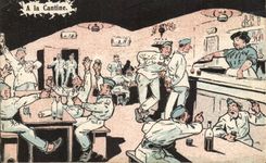 CPA Illustrator With the canteen (militaria)