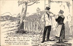CPA Illustrateur Humour Scenes villageoises 