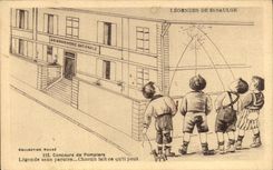 CPA Illustrateur Legendes de St Saulge Concours de pompiers (fireman)