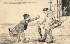 CPA Illustrateur Graves menaces Paysans Folklore