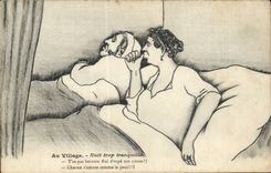 CPA Illustrateur Au village Nuit trop tranquille