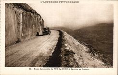 Route Aotomobile de Puy de Dome - on arrival at the Top - Picturesque Auvergne - CPA