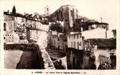 Hyeres Palmen - die alte Stadt und die Kirche Saint Paul CPA