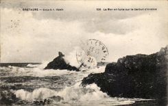 Sea in fury on oats Gerbot - CPA