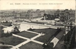 Paris - 1 - Panorama du Louvre - Nouveaux Jardins du Carrousel CPA 