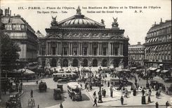 Paris 8 - The Opera - Car - bustling city scene - CPA