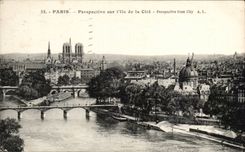 Paris - 1 Perspective sur l'ile de la Cite CPA 