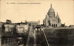 Paris 14 - The Sacring Heart and Funicular CPA