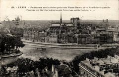 Paris 4 - Le Panorama sur la Seine pris vers Notre Dame et le Pantheon a gauche CPA 
