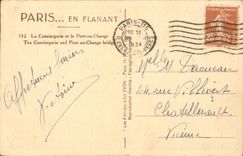 Paris 1 - La Nuit - la conciergerie et le Pont au Change CPA 