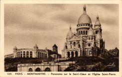 Paris - 14 - Montmartre - Panorama on the Sacring Heart and the Church - CPA
