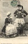 Folklore - Costumes - Botrel - Couple Caps - CPA