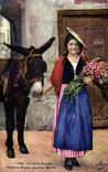Folklore - Costume - Dimension of Azure - Jeanne Nicoise active at the Market - ass - donkey - CPA