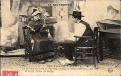 CPA Boubonnais First consents couples (folklore costumes)