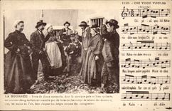 Auvergne - Folkore - Costumes - Bouree - Song - music - dance - CPA
