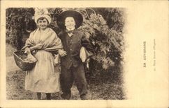 Auvergne - Two Young Villagers Duck Duck CPA